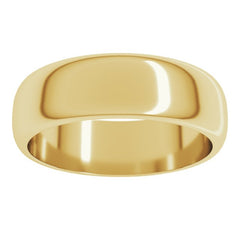 14K Yellow Gold 6 mm Half Round Band Size 12