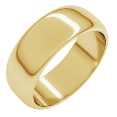 10K Yellow Gold 7 mm Half Round Band Size 11