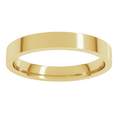 18K Yellow Gold 3 mm Flat Comfort Fit Light Band Size 10.5