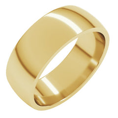 10K Yellow Gold 7 mm Lightweight Comfort-Fit Half Round Band Size 10