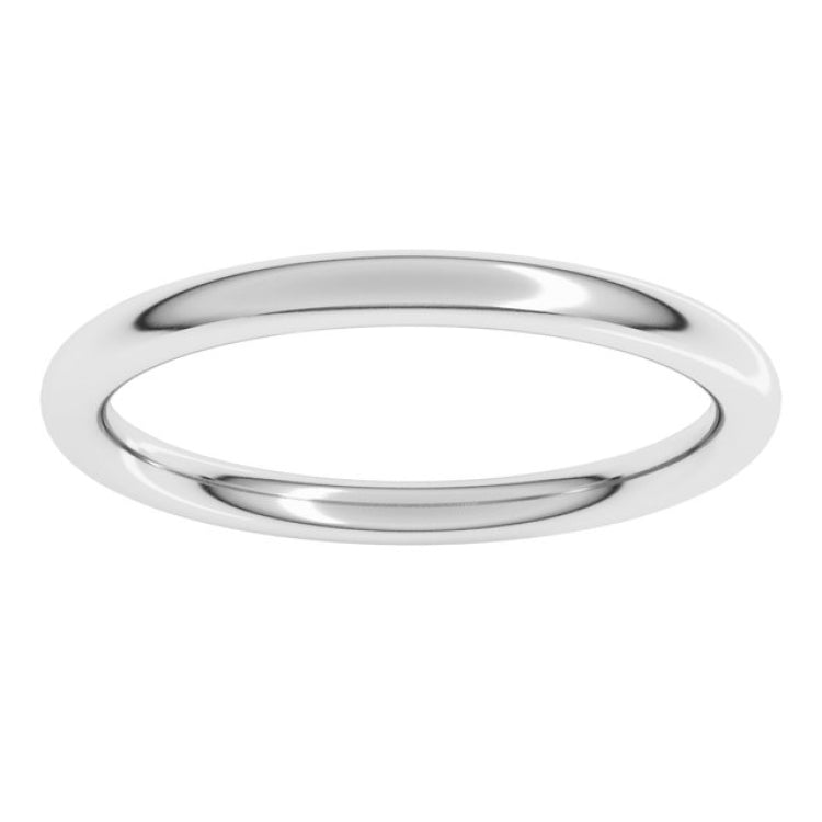 14K White Gold 2 mm Comfort-Fit Full Round Band Size 8