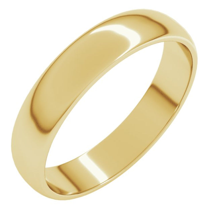 10K Yellow Gold 4 mm Lightweight Half Round Band Size 11.5