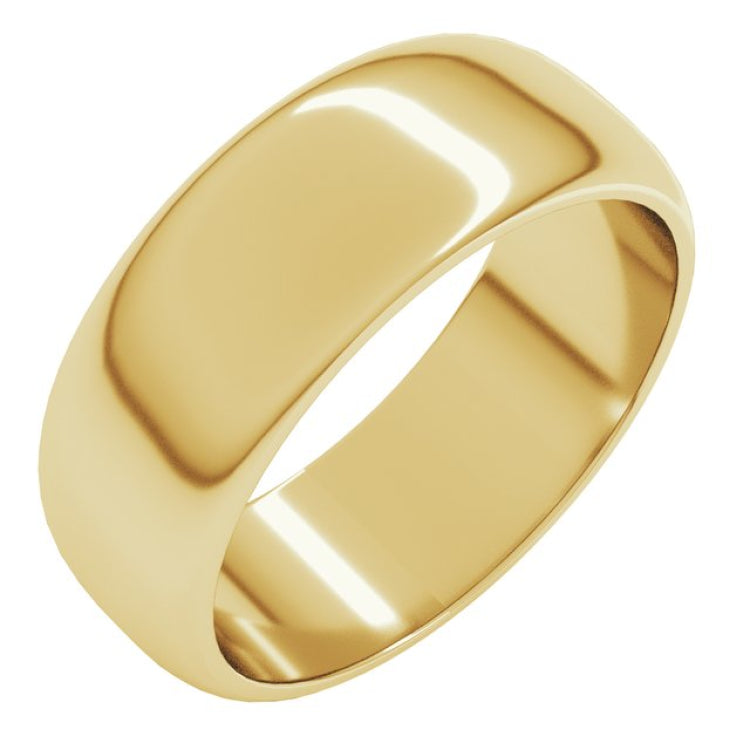 14K Yellow Gold 7 mm Half Round Band Size 3