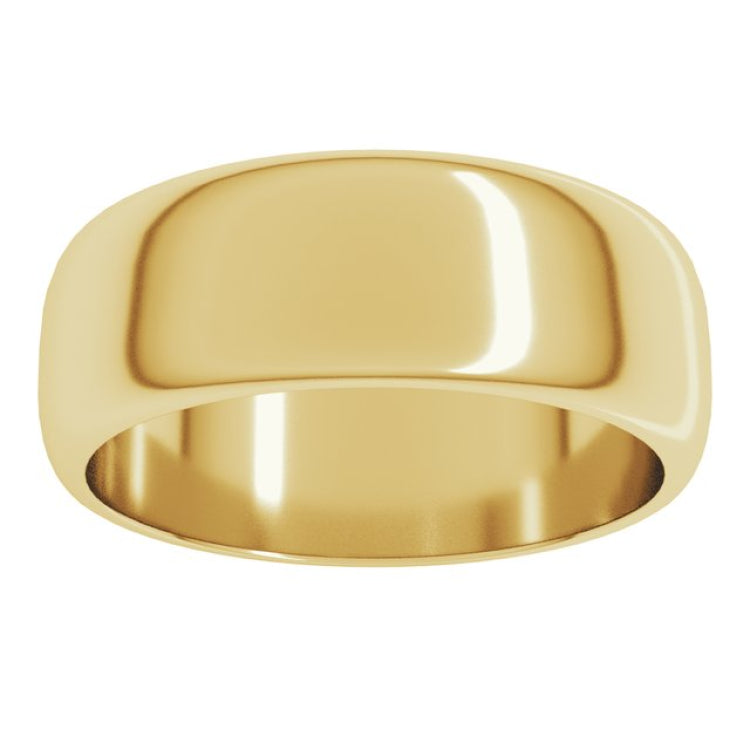 14K Yellow Gold 7 mm Half Round Band Size 3