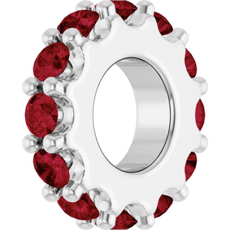 14K White Gold Lab-Grown Ruby Spacer Charm/Pendant