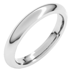 14K White Gold 3 mm Comfort-Fit Half Round Band Size 7.5