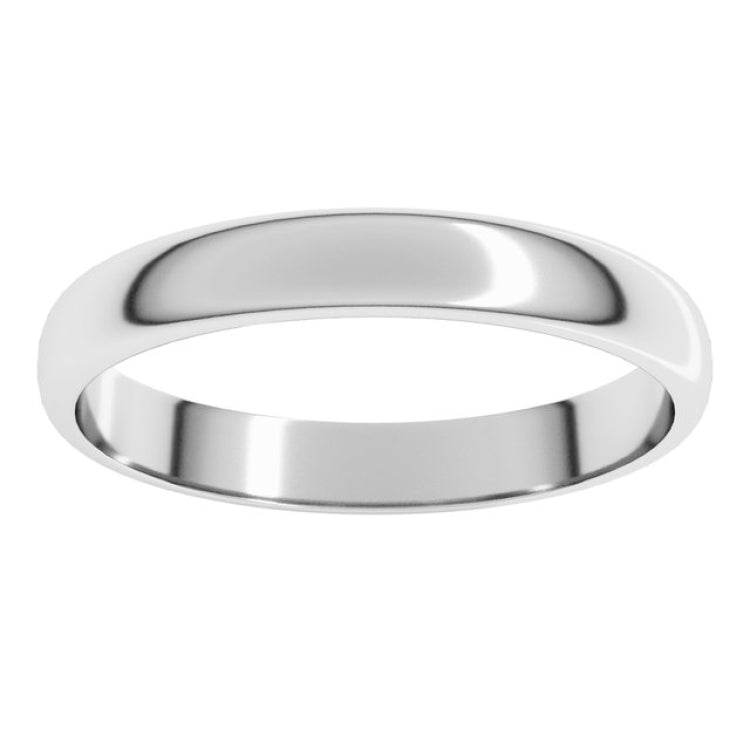 10K White Gold 3 mm Lightweight Half Round Band Size 1