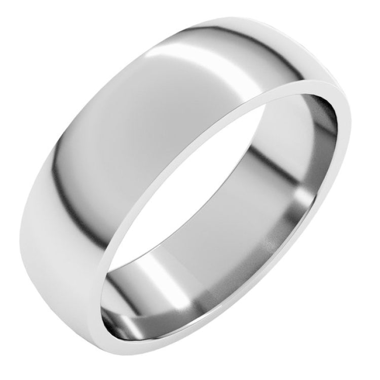 Platinum 6 mm Lightweight Comfort-Fit Half Round Band Size 7.5