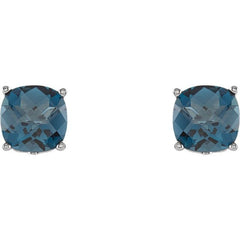 Sterling Silver Natural London Blue Topaz Scroll Setting® Earrings