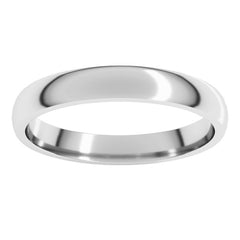 14K White Gold 3 mm Lightweight Comfort-Fit Half Round Band Size 10.5