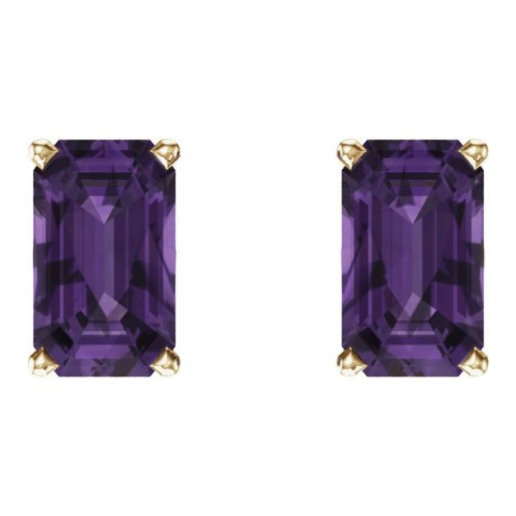 14K Yellow Gold Natural Amethyst Scroll Setting® Earrings