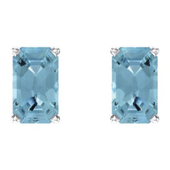 14K White Gold Natural Aquamarine Scroll Setting® Earrings