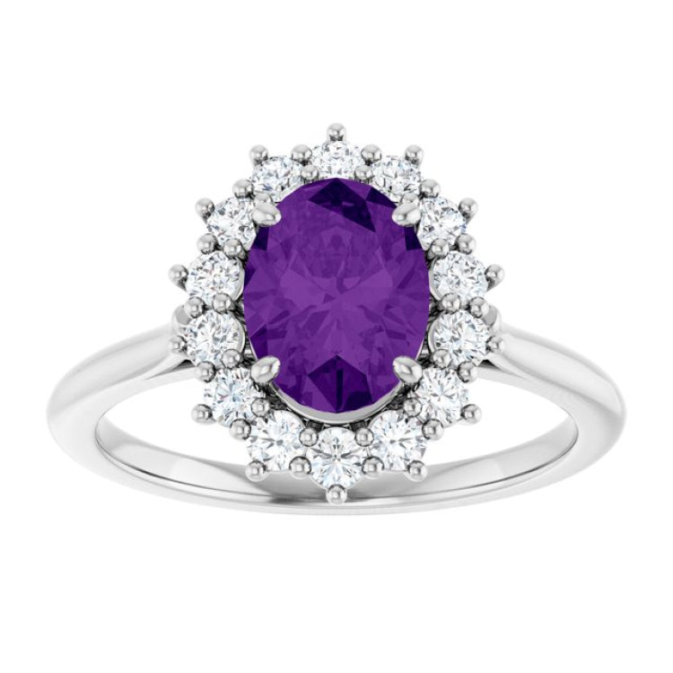 Sterling Silver Natural Amethyst & 1/3 CTW Lab-Grown Diamond Ring