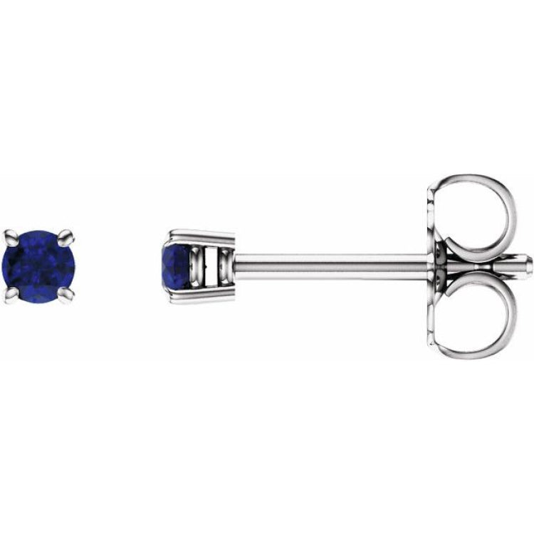 14K White Gold 2.5 mm Natural Blue Sapphire Earrings