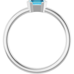 Sterling Silver Natural Aquamarine Family Stackable Ring