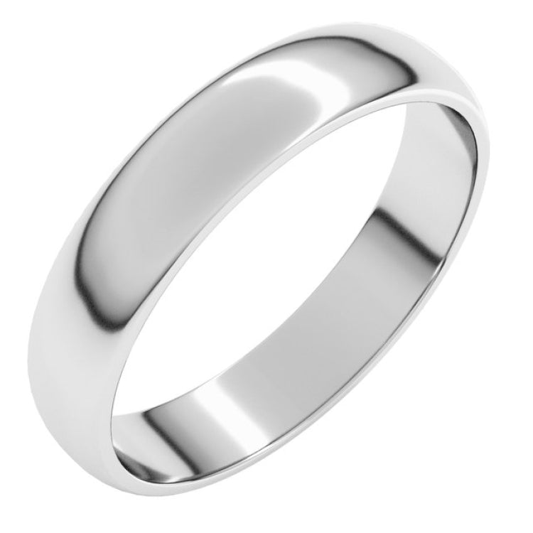 10K White Gold 4 mm Lightweight Half Round Band Size 12.5