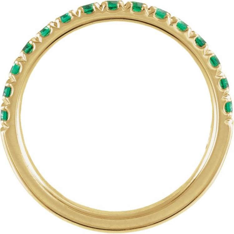 14K Yellow Gold Natural Emerald Stackable Ring