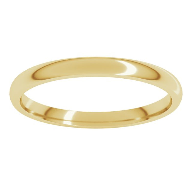 14K Yellow Gold 2 mm Lightweight Comfort-Fit Half Round Band Size 17