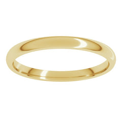 14K Yellow Gold 2 mm Lightweight Comfort-Fit Half Round Band Size 17