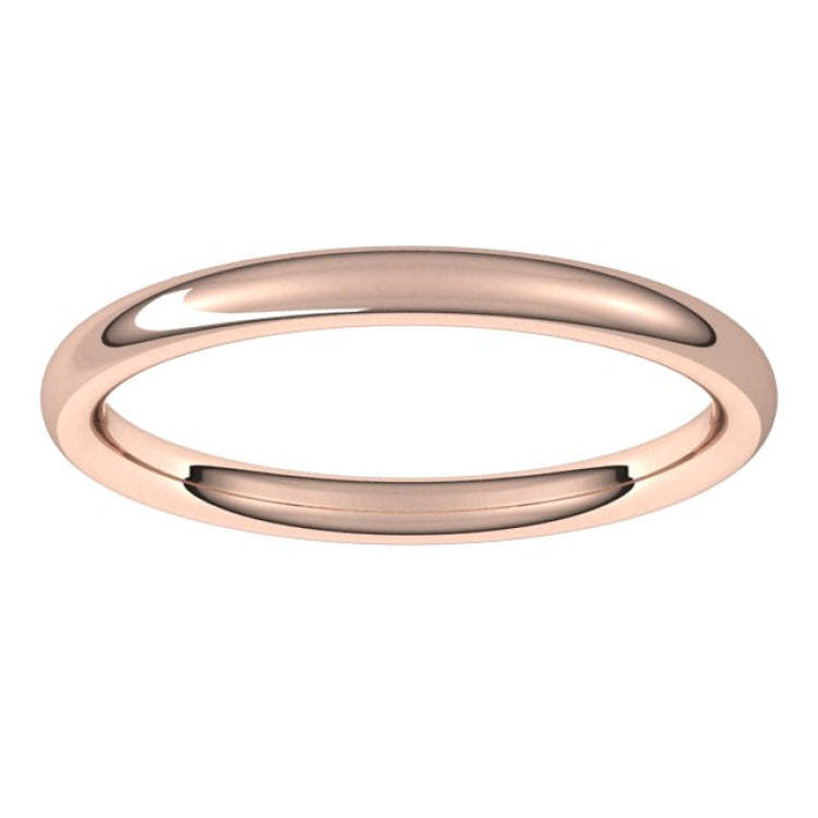 14K Rose Gold 2 mm Comfort-Fit European-Style Band Size 13
