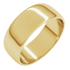 14K Yellow Gold 7 mm Lightweight Half Round Band Size 5.5