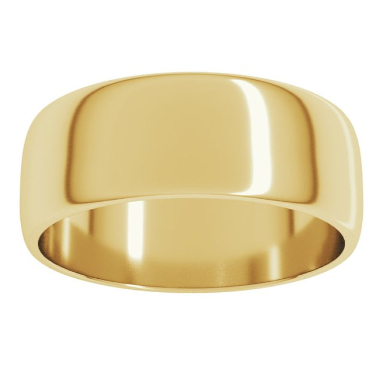 14K Yellow Gold 7 mm Lightweight Half Round Band Size 5.5