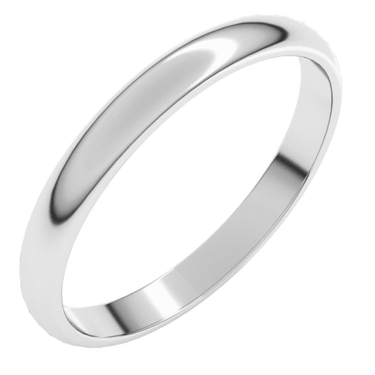 10K White Gold 2.5 mm Lightweight Half Round Band Size 5