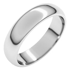 10K White Gold 5 mm Half Round Band Size 10.5