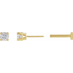 14K Yellow Gold 1/10 CT Lab-Grown White Diamond Earring
