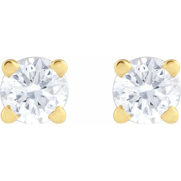 14K Yellow Gold 1/10 CT Lab-Grown White Diamond Earring