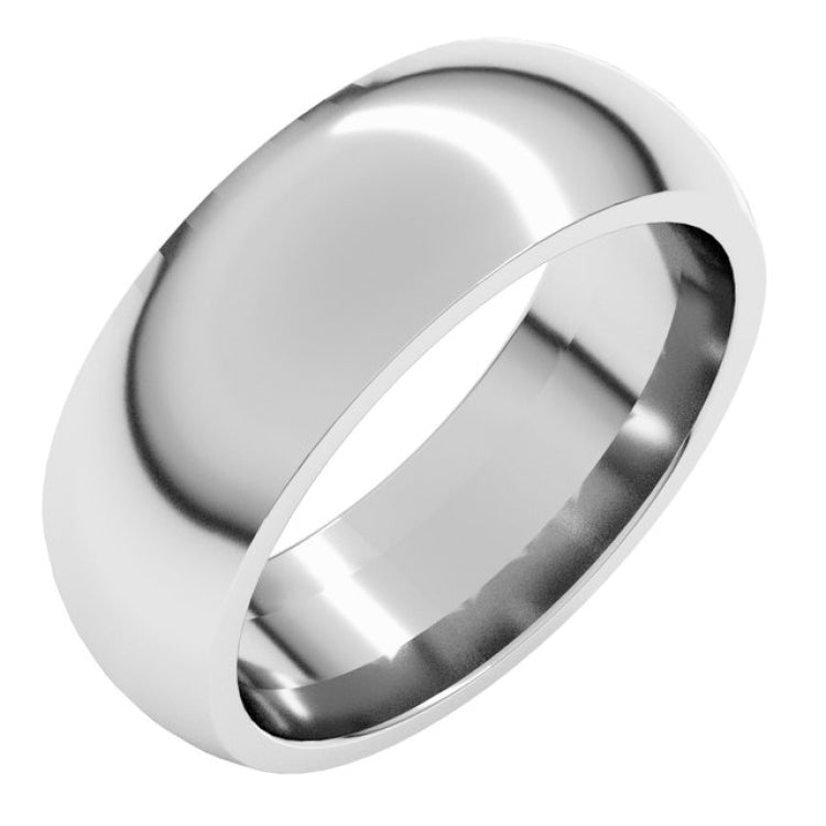 Platinum 7 mm Comfort-Fit Half Round Band Size 12