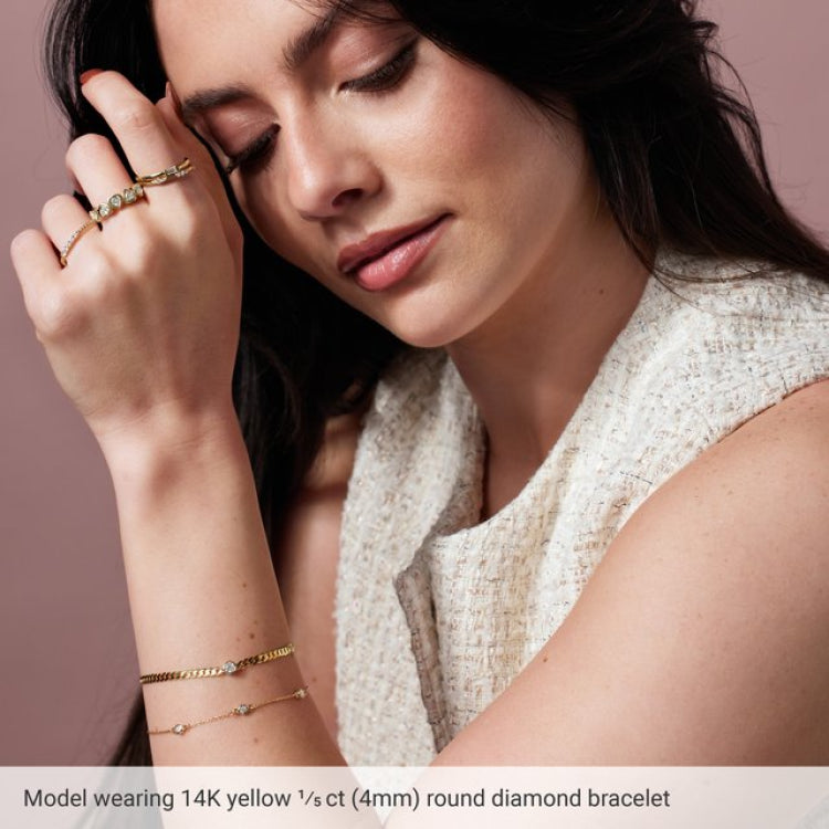 14K Yellow Gold Natural Diamond Link 7" Bracelet