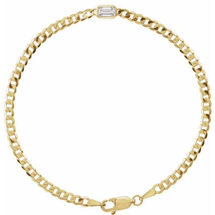 14K Yellow Gold Lab-Grown Diamond Link 7" Bracelet