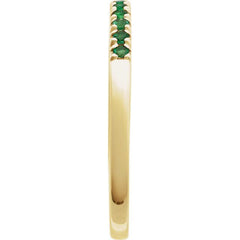 14K Yellow Gold Vermeil Lab-Grown Emerald Stackable Ring