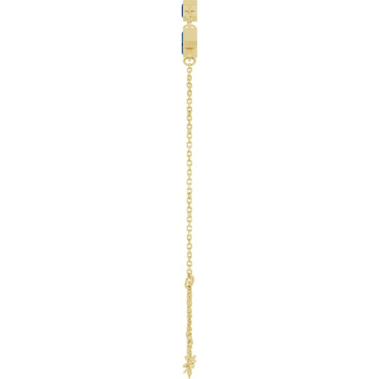 14K Yellow Gold Lab-Grown Blue Sapphire Bezel-Set 3-Stone 7 1/2" Bracelet