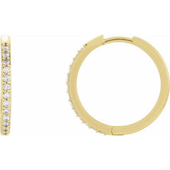 14K Yellow Gold 1/8 CTW Lab-Grown Diamond Hinged 18 mm Hoop Earrings