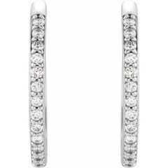 14K White Gold 1/8 CTW Lab-Grown Diamond Hinged 18 mm Hoop Earrings