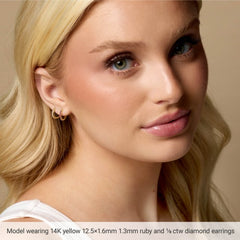 14K Yellow Gold .03 CTW Lab-Grown Diamond Hinged 8 mm Hoop Earrings