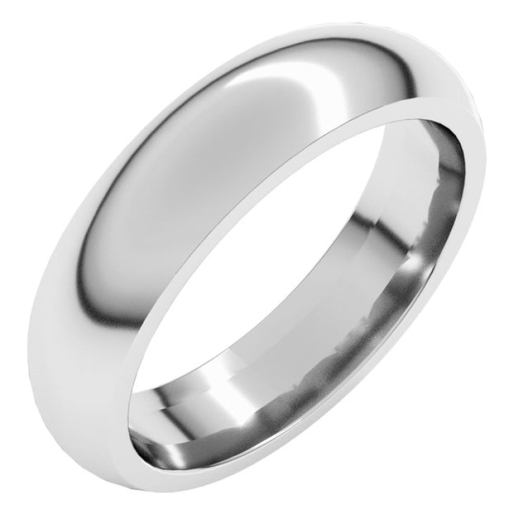 18K White Gold 5 mm Comfort-Fit Half Round Band Size 9
