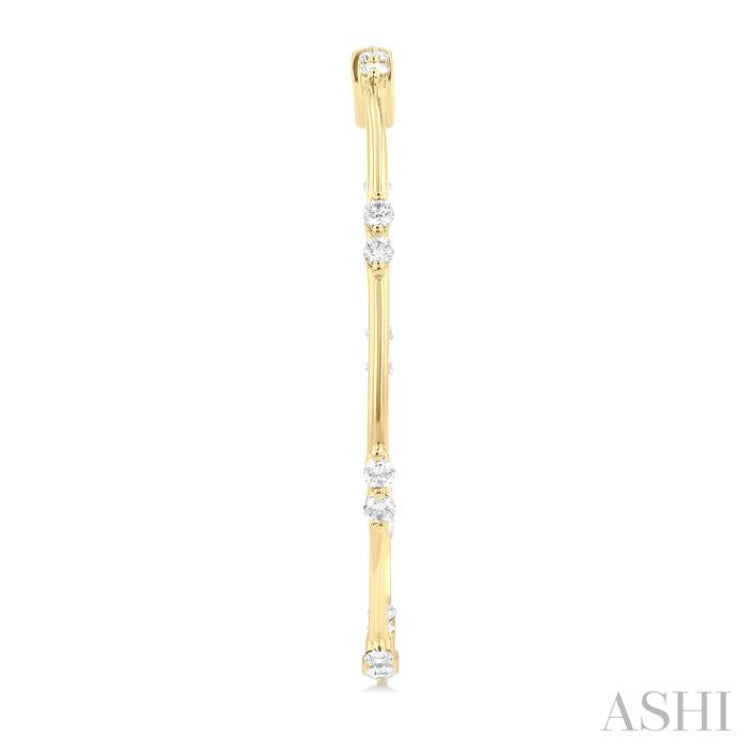 1 Ctw Front and Inner Back Round Cut Diamond Hoop Earrings in 14K Yellow Gold