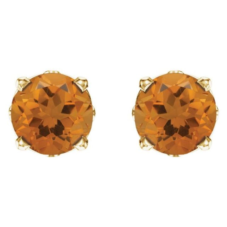 14K Yellow Gold Natural Citrine Scroll Setting® Stud Earrings