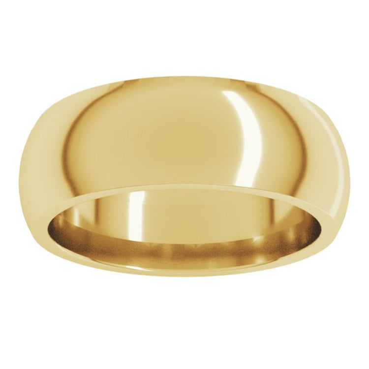 18K Yellow Gold 7 mm Comfort-Fit Half Round Band Size 11.5