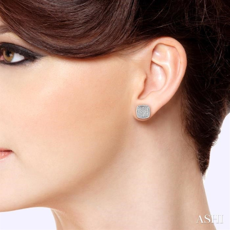 1/20 Ctw Round Cut Diamond Earrings in Sterling Silver