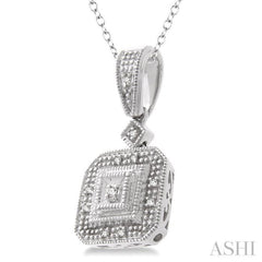1/20 Ctw Round Cut Diamond Vintage Pendant in Sterling Silver With Chain
