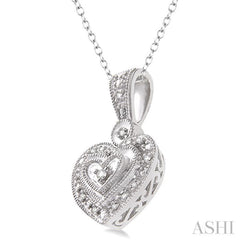 1/20 Ctw Heart Shape Round Cut Diamond Pendant in Sterling Silver with Chain