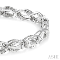 1/20 Ctw Swirl Shape Round Cut Diamond Bracelet in Sterling Silver