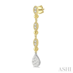 1/2 Ctw Pear & Marquise Lovebright Round Cut Diamond Earrings in 14K Yellow and White Gold