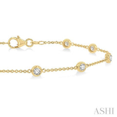 3/4 Ctw Circular Mount Round Cut Diamond Station Bracelet in 14K Yellow Gold