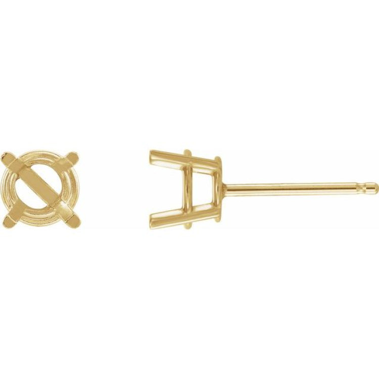 14K Yellow Gold 5 mm Natural Black Onyx Earrings