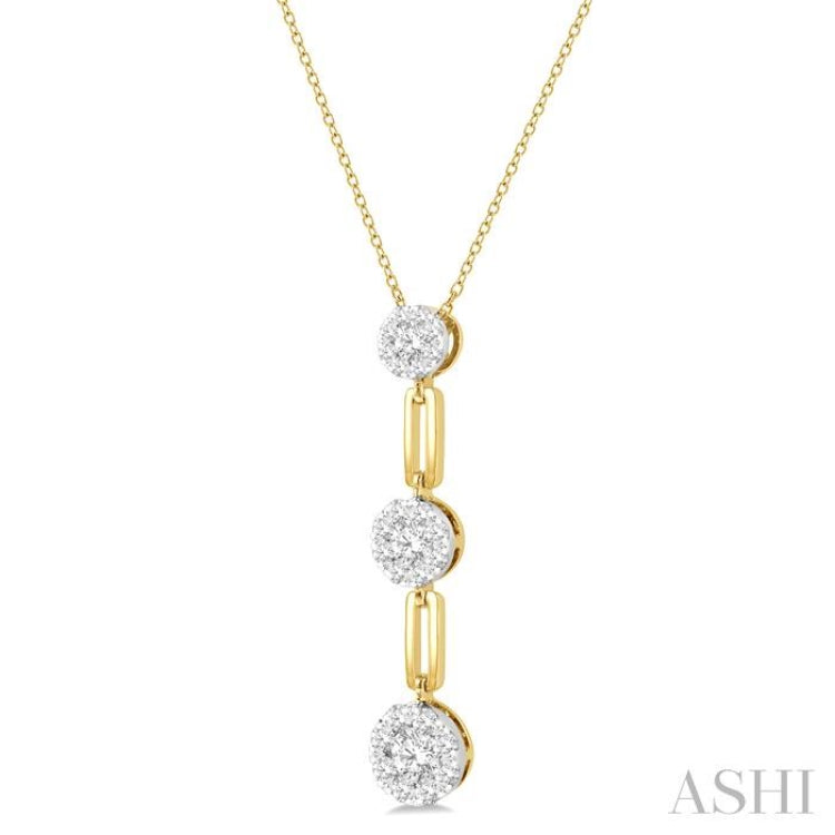 1/2 Ctw Lovebright Round Cut Diamond Paperclip Link Pendant With Chain in 14K Yellow and White Gold